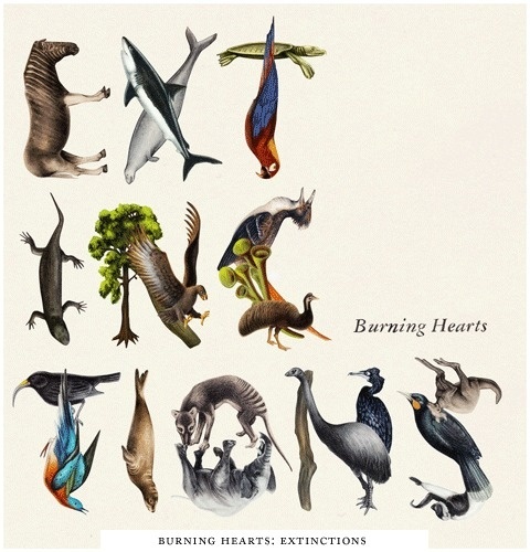 Burning Hearts - Extinctions cover by Emil Bertell #typograhpy #bertell #burning #extinctions #emil #illustration #hearts