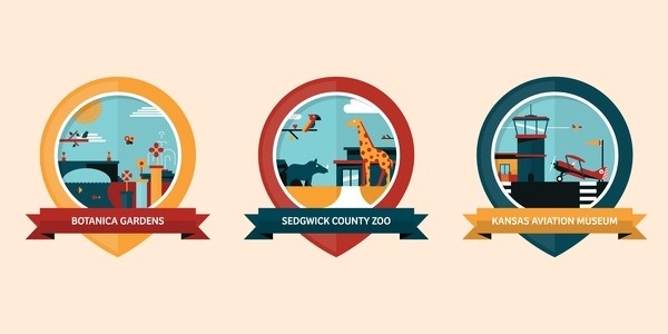 Wichita Location Badges #flat #vector #print #design #color #illustration