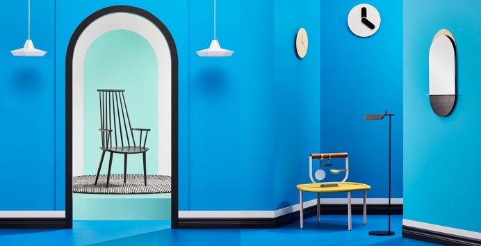 interior design blue minimal mindsparkle mag danish scandinavian designer sweden beauty beautiful product mirror clock chair room chambre