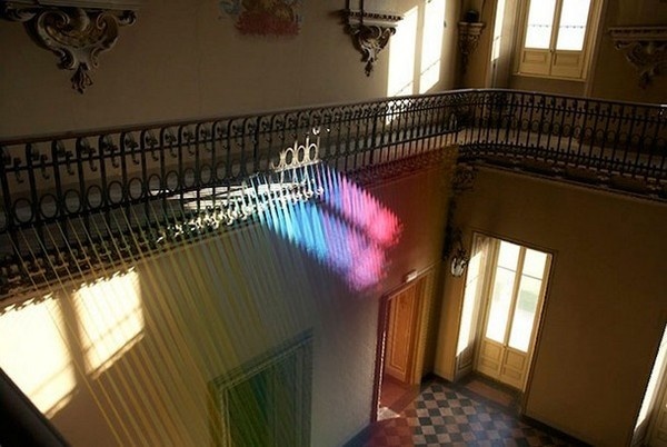 Textile in art installation by artist Gabriel Dawe #art #exhibition #art installation #textile #textile art installation #textile art