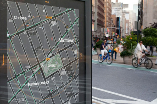 'Heads up' orientation puts West at the top of a map of the Flatiron District. #york #pentagram #city #new