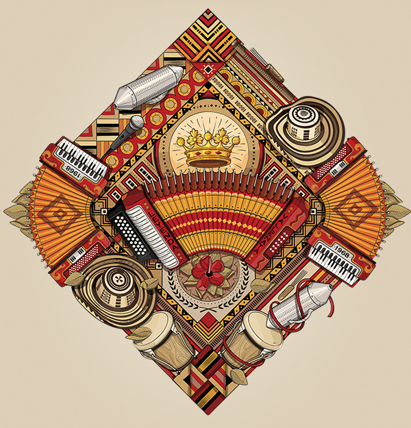 Carnaval Club Colombia on Behance #crown #pattern #carnival #accordion #illustration