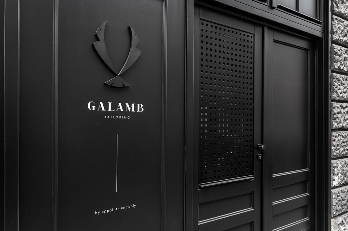 Galamb tailoring brand identity design budapest hungary mindsparkle mag black dark deluxe luxury white high end packaging business card