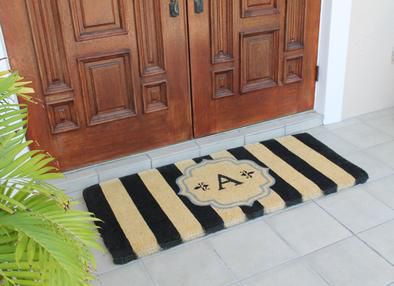 Warrick Stripe Monogrammed Coir Double DoorMat - Durable and beautiful, this mat keeps shoes clean to protect your floors from mud, dirt and grime. Product Dimensions is - 24” x 57” x 1.5”. Visit our store for the detailed information @ goo.gl/VV8FzV