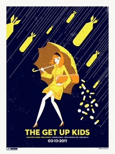 GigPosters.com - Brian Bonz - Miniature Tigers - Get Up Kids, The #design #illustration #gig poster #screen print #adam hanson