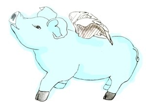 FINE ART #blue #illustration #pig