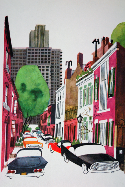 Mid-Century Modern Graphic Design #city #illustration #cars #street