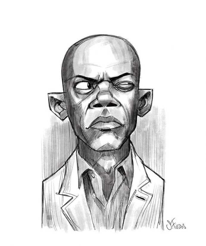 Stylized Samuel Jackson sketch by serge-fiedos