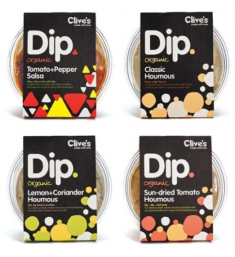 Clive's Organic Dips : Lovely Package® . Curating the very best packaging design. #packaging #in #design #bold #black #food #believe #grid #clives #typography