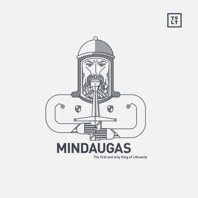 Statehood day illustration. www.tolithuania.com #line #lithuania #beard #helmet #sword #linear #character