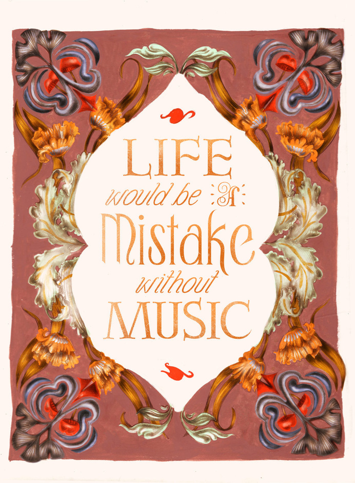 #nietzsche #music #lettering #mixedmedia #gouache #painting #pencil #type