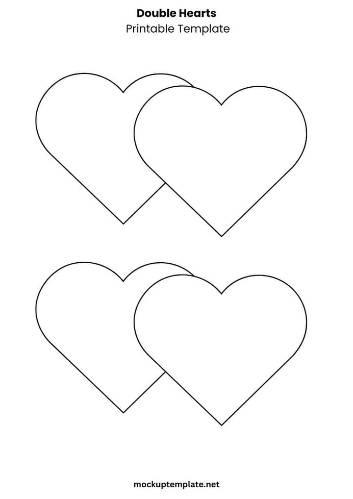 Double Hearts Printable Template