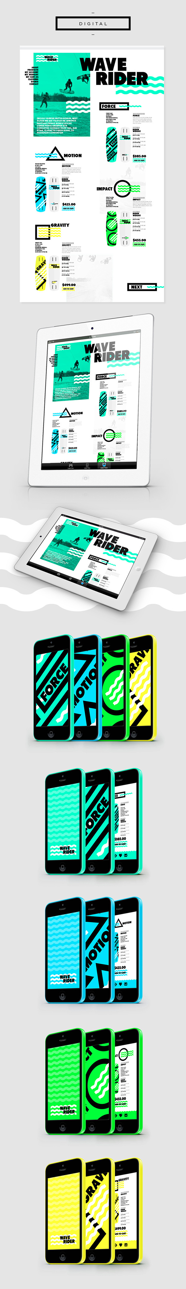 WAVERIDER // Branding on Behance #water #branding #black #shape #identity #sea #logo #green