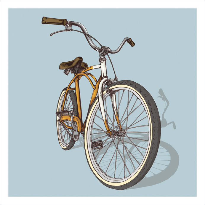 Bicycle Illustration Trilogy - 02 - Beach by Studio Epitaph http://www.studioepitaph.com/work#/bicycle-illustrations/ #bicycle #cruiser #illustration #bike #beach