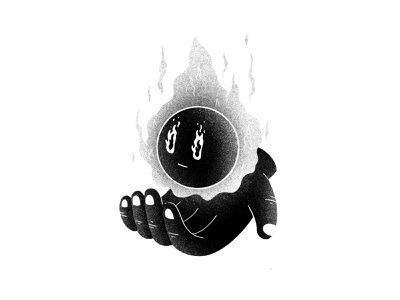 Inktober #2 - Wisp grain texture noise blackandwhite procreate art inktober2020 inktober procreate ink flame fire hand magic spirit wisp character thierry fousse illustration