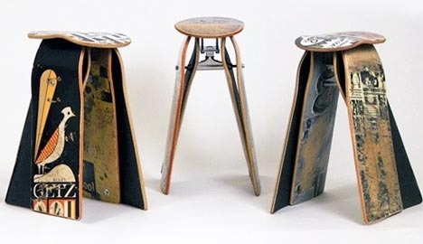recycled skateboard stools #table #kate