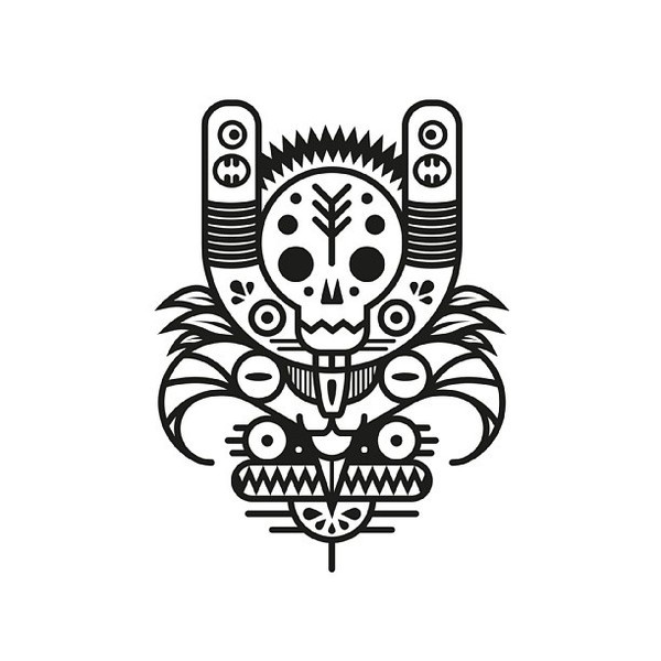 Black & white totem series. http://society6.com/MuratSunger shop #shop #print #art #illustration #skull