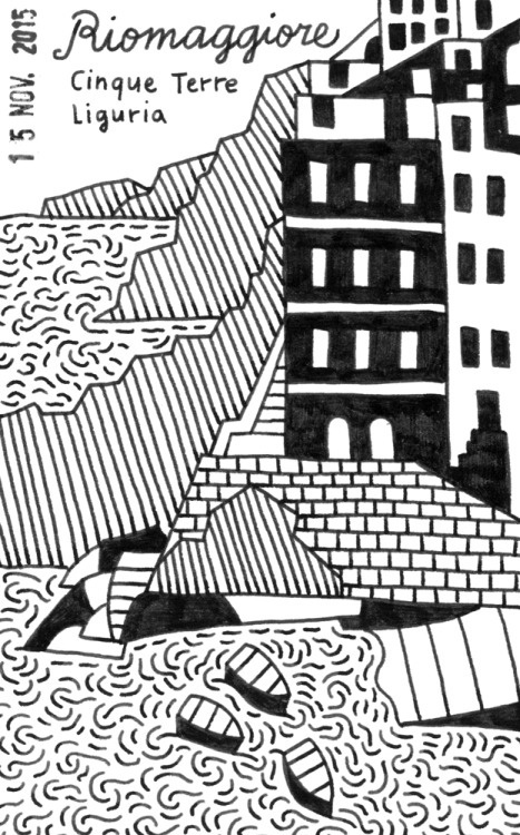 Riomaggiore, Cinque Terre #illustration #drawing #italy