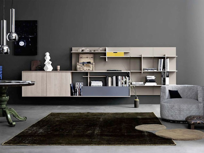 Wall-mounted storage wall by Gian Vittorio Plazzogna