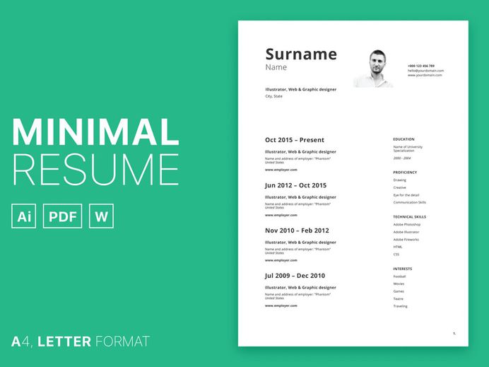 Free Minimal Curriculum Vitae Template in Multiple Format