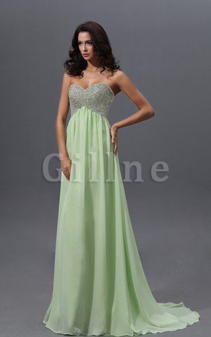 Abito da Sera Cuore con Paillette Alta Vita in Chiffon A-Line