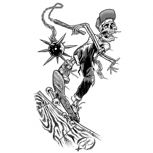 b&w_55.jpg (800×800) #illustration #skateboarding #skull