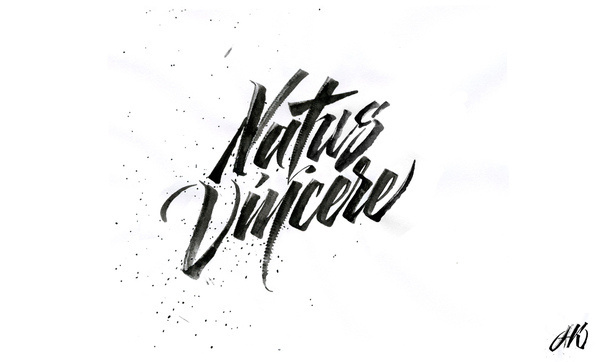 calligraphi.ca  Natus Vincere sketch for a t shirt print ruling pen, ink, paper Kinessisk #calligraphy