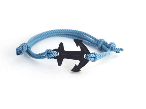 kemono bracelet anchor - black edition - orange cord