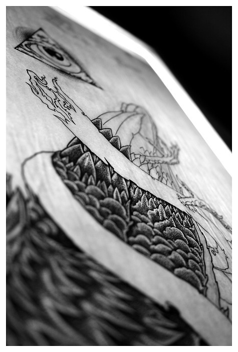 Black and White Illustration Close up #white #black #illustration #and #rendered #hand