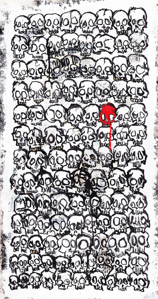 Skull Pattern Art Print #marker #ink #white #design #black #paint #illustration #art #and #skull