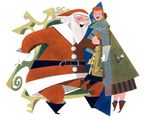 Mid century SantaRaymond Pratt. From the 1952 "What's New" by Abbott Laboratories #illustration #santa