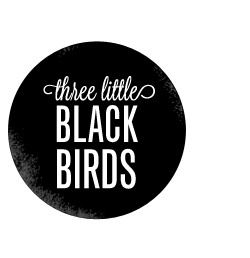 three little black birds #circle #black #birds #distressed #three #logo