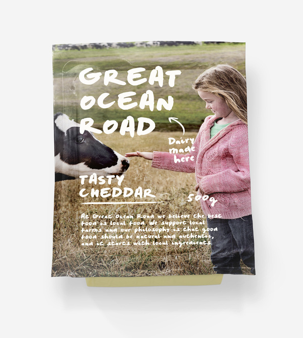 Great Ocean Road Dairy #ocean #warrnambool #dairy #cheese #packaging #cheddar #road #and #great #typography