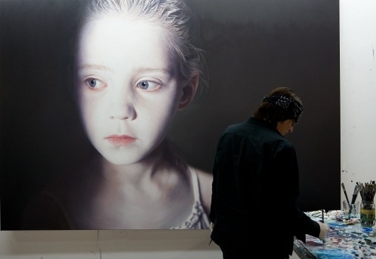 Gottfried Helnwein | WORKS | Mixed Media on Canvas | Helnwein working on #painting #helnwein #girl