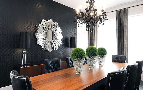 wallpaper, chairs, topiary