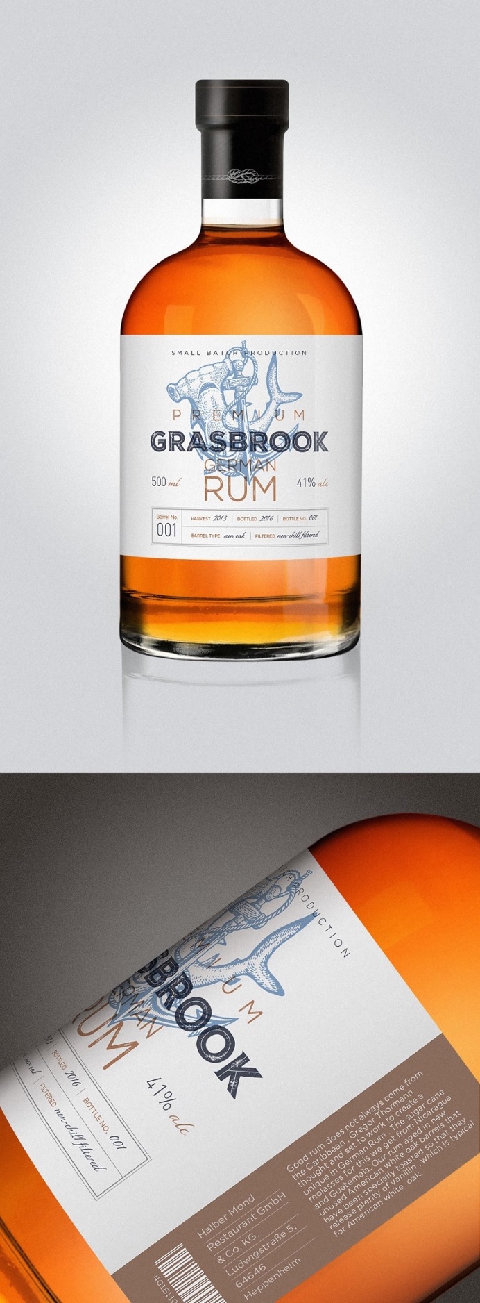 New rum brand "Grasbrook" #packaging #graphicdesign