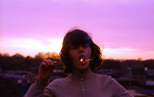 Maren Celest; http://off-the-wall-b.tumblr.com/ #sparkler #celest #maren #fireworks #purple #mouth