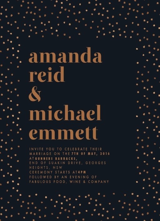 Minimalist Spot - Wedding Invitations #paperlust #paper #bronze #bronzefoil #foil #print #wedding #invitation #weddinginvitation #weddingin