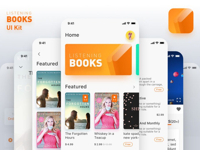 7 Free Book App UI Template for UI/UX Designer