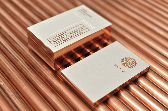 motiv studio design agency branding modern copper business card painted edges design inspiration designblog inspiration www.mindsparklemag.c