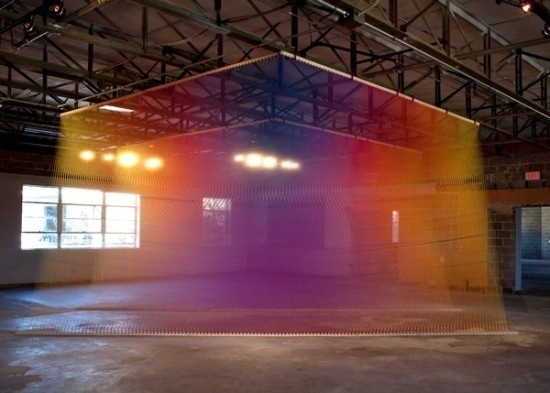 Rainbow Thread Installations #thread #color #art #installation