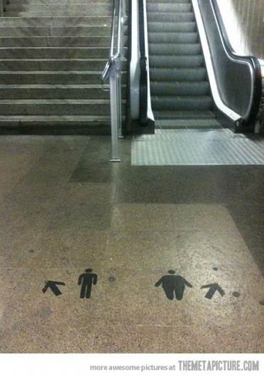Barcelona's metro | Fat skinny street art #escalator #fat #guerrilla