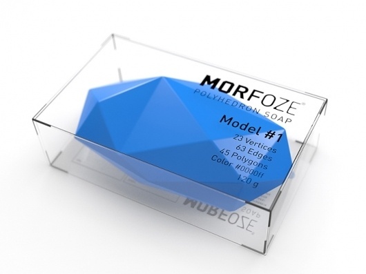 MORFOZE Polyhedron Soap - TheDieline.com - Package Design Blog #angle #color #polyhedron #plexiglass #glass #soap #angular