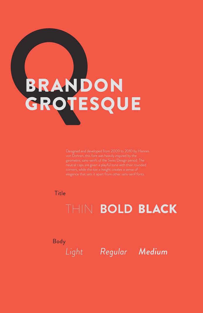 Brandon Grotesque: Type Specimen Poster on Behance