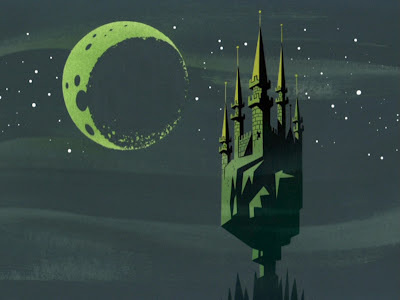 PUMML #castle #graphic #black #stars #moon #blue #dark #green