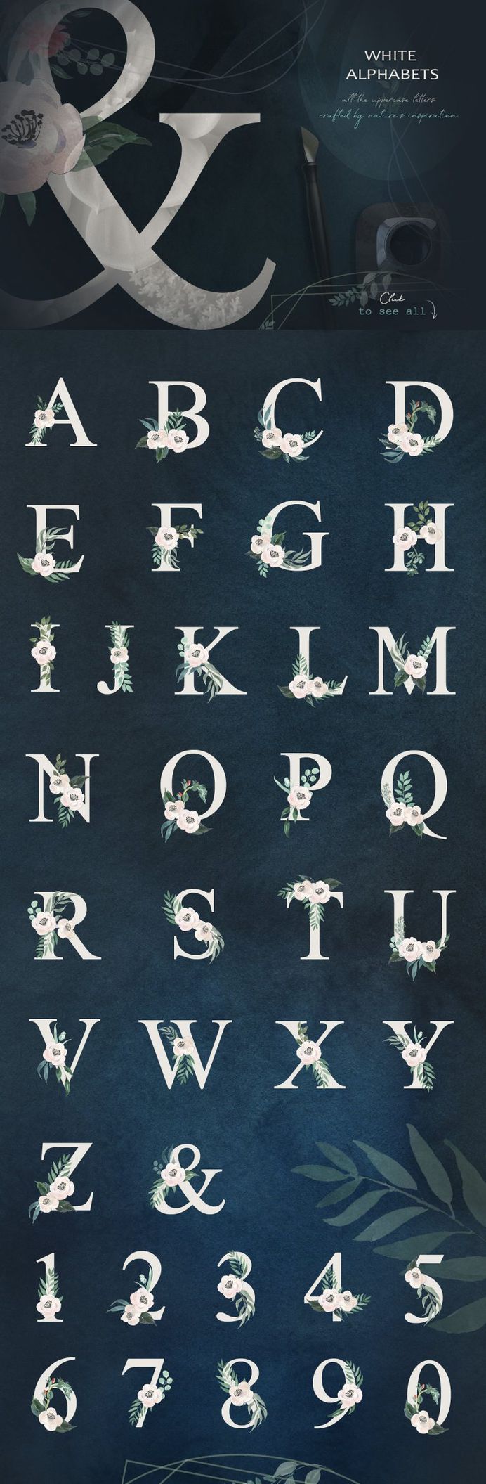 Watercolor Floral Graphics & Letters