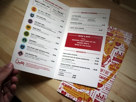 Matt Stevens // Creative Direction + Design - WORK BLOG - Process: JJ's Red Hots - Pt.02 / Extending theÂ Brand #menu #color #retro #badges #typography