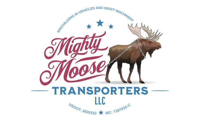 Mighty Moose Transporters, branding design, truck wrap design, business cards and full identity package