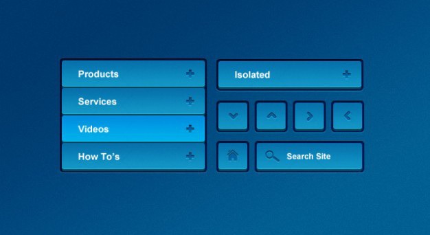 Blue navigation menu ui kit Free Psd. See more inspiration related to Menu, Blue, Button, 3d, Ui, Psd, Navigation, Ui kit, Horizontal and Kit on Freepik.