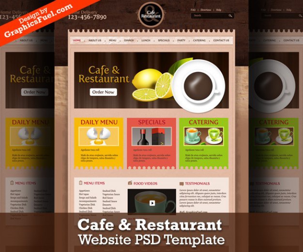 Cafe & restaurant website psd template Free Psd. See more inspiration related to Template, Restaurant, Website, Psd, Website template and Horizontal on Freepik.